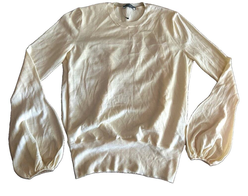 Alexander McQueen Men’s S Ivory Wool Knit Crewneck Solid Sweater- AS IS